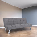 Modern Armless Tufted Linen Futon Sofa Bed with Metal Legs
