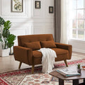 Compact Tufted Fabric Loveseat Sofa with Tapered Wooden Legs