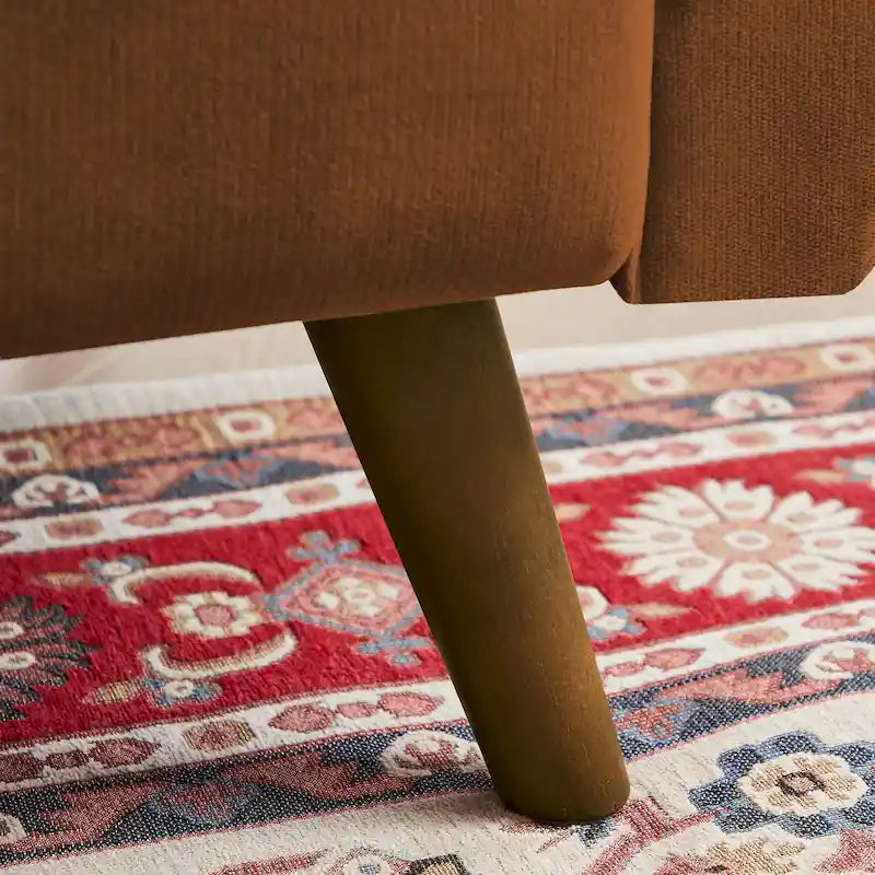 Compact Tufted Fabric Loveseat Sofa with Tapered Wooden Legs