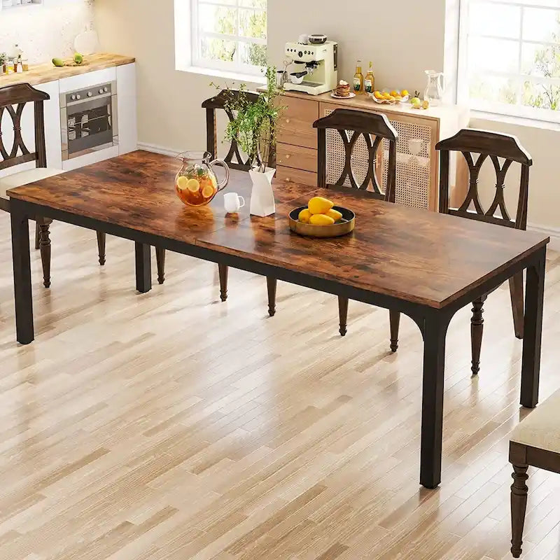Modern Rectangular Dining Table with MDF Top and Metal Frame
