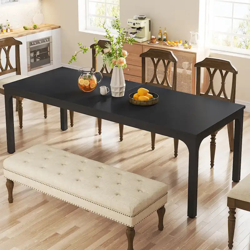 Modern Rectangular Dining Table with MDF Top and Metal Frame