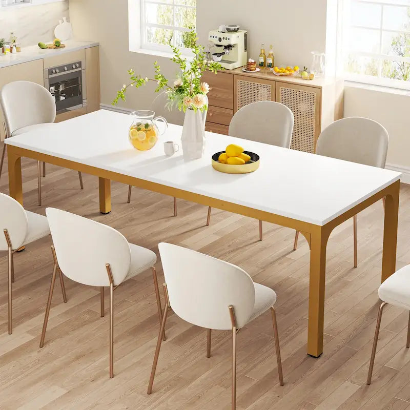 Modern Rectangular Dining Table with MDF Top and Metal Frame
