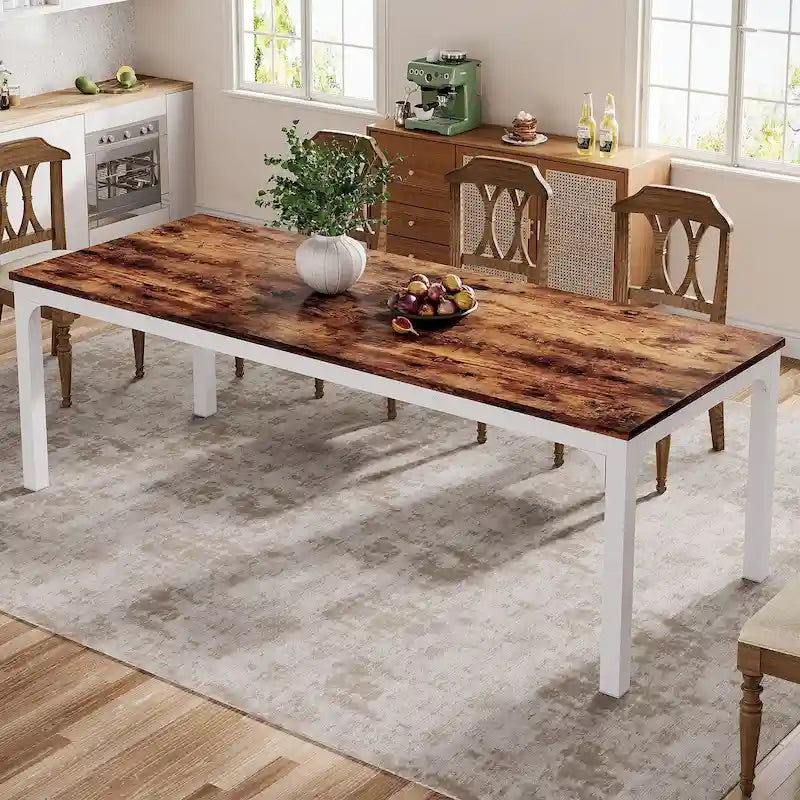 Modern Rectangular Dining Table with MDF Top and Metal Frame