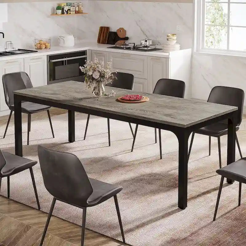 Modern Rectangular Dining Table with MDF Top and Metal Frame