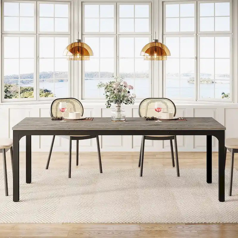 Modern Rectangular Dining Table with MDF Top and Metal Frame