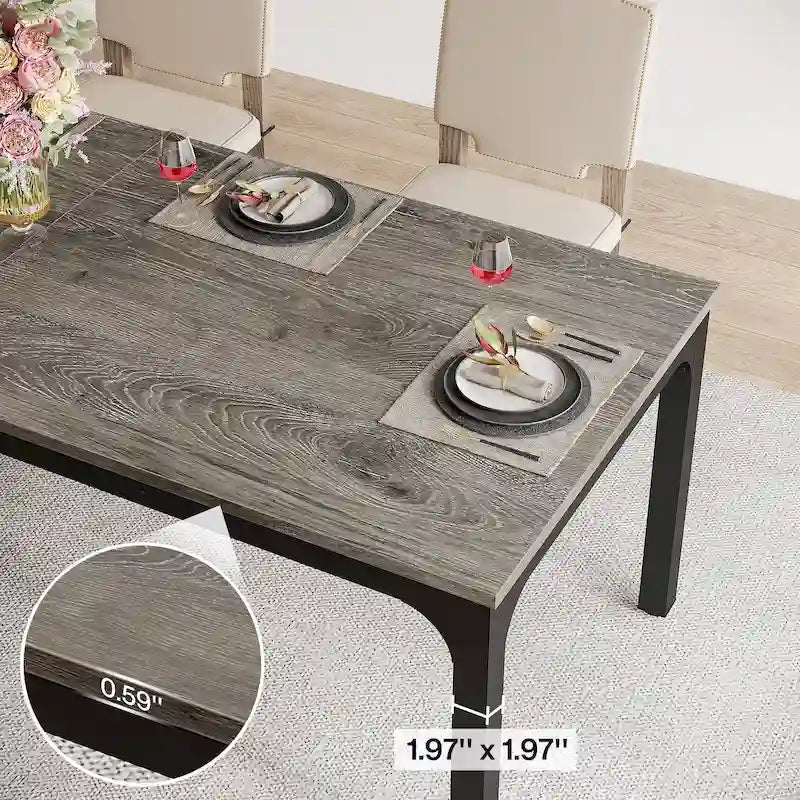 Modern Rectangular Dining Table with MDF Top and Metal Frame