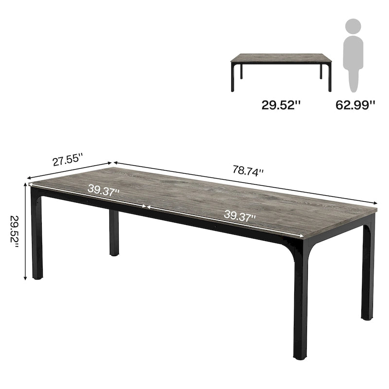Modern Rectangular Dining Table with MDF Top and Metal Frame