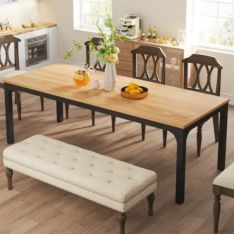 Modern Rectangular Dining Table with MDF Top and Metal Frame