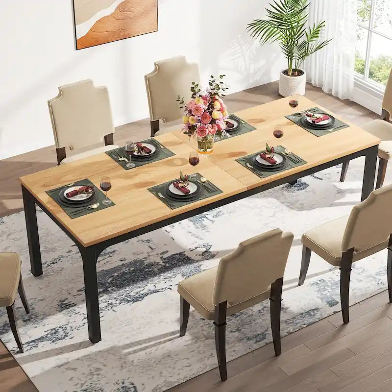 Modern Rectangular Dining Table with MDF Top and Metal Frame