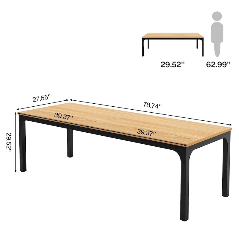 Modern Rectangular Dining Table with MDF Top and Metal Frame