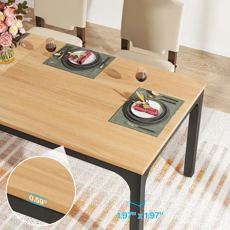 Modern Rectangular Dining Table with MDF Top and Metal Frame