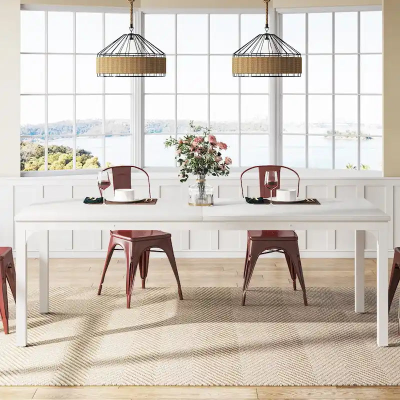 Modern Rectangular Dining Table with MDF Top and Metal Frame