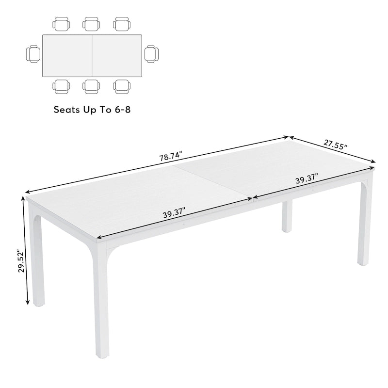 Modern Rectangular Dining Table with MDF Top and Metal Frame