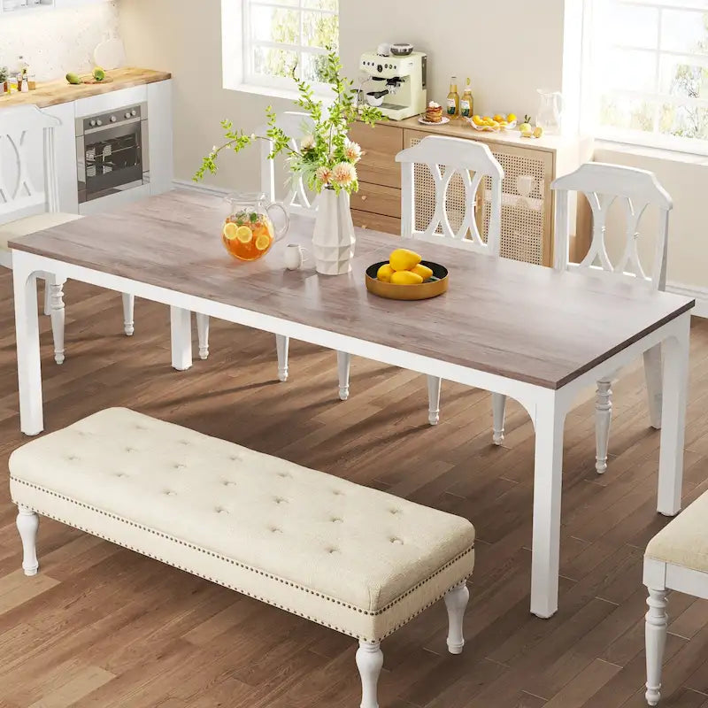 Modern Rectangular Dining Table with MDF Top and Metal Frame