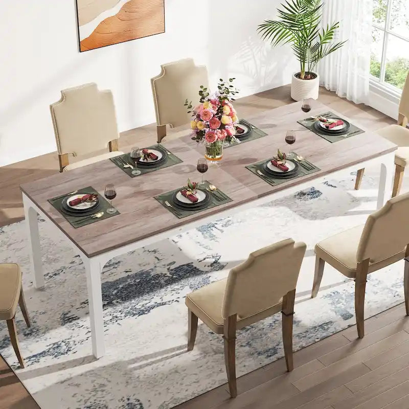Modern Rectangular Dining Table with MDF Top and Metal Frame