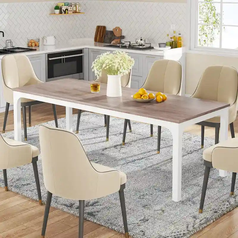 Modern Rectangular Dining Table with MDF Top and Metal Frame