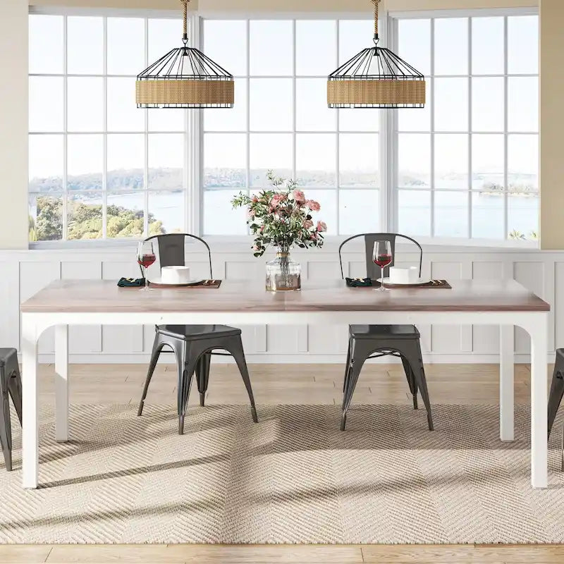 Modern Rectangular Dining Table with MDF Top and Metal Frame