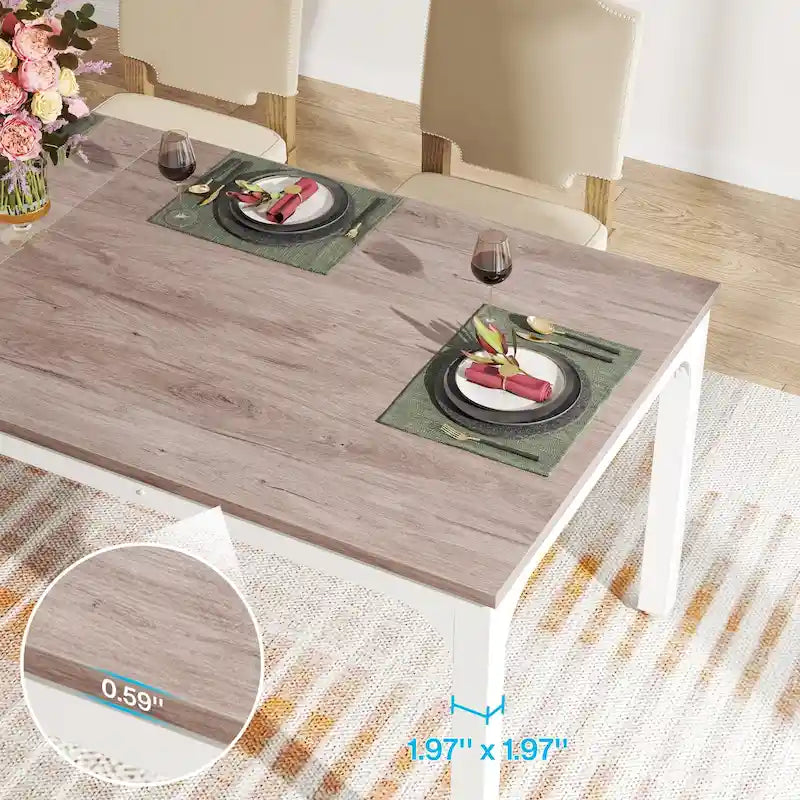 Modern Rectangular Dining Table with MDF Top and Metal Frame