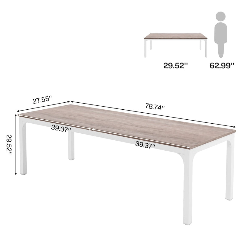 Modern Rectangular Dining Table with MDF Top and Metal Frame
