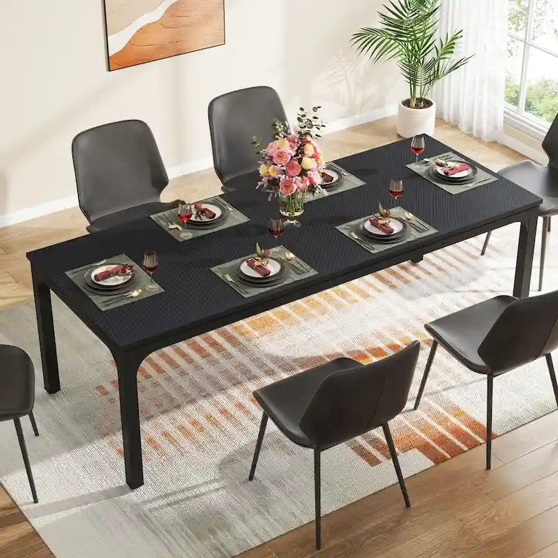 Modern Rectangular Dining Table with MDF Top and Metal Frame