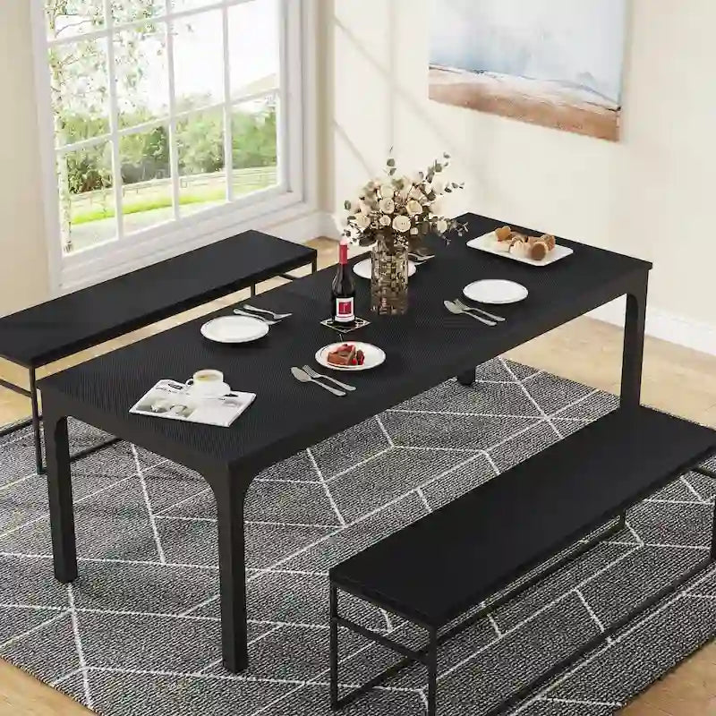 Modern Rectangular Dining Table with MDF Top and Metal Frame