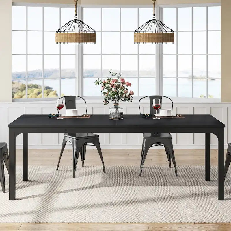 Modern Rectangular Dining Table with MDF Top and Metal Frame