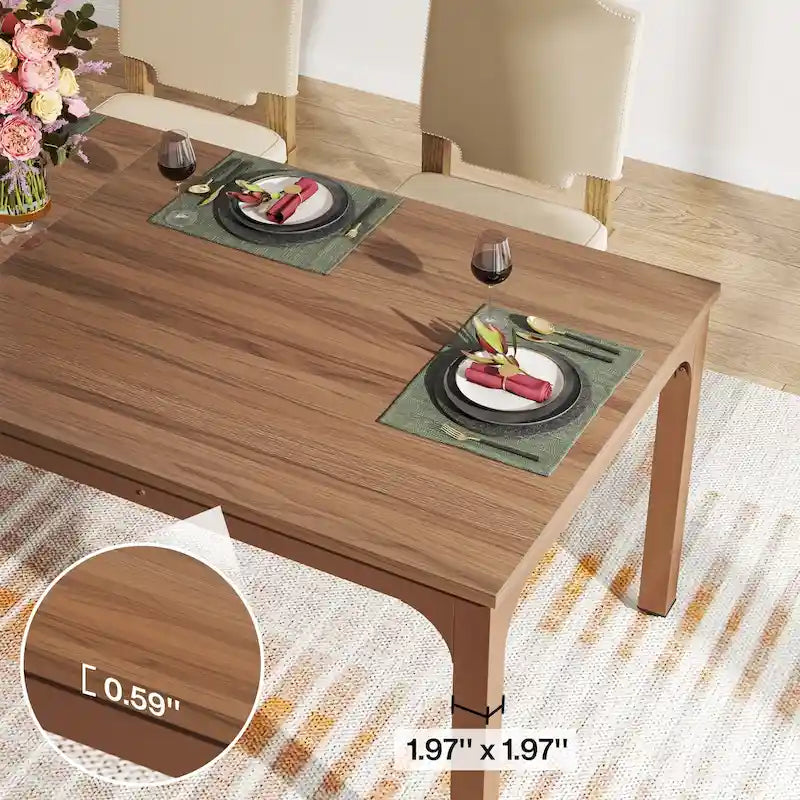 Modern Rectangular Dining Table with MDF Top and Metal Frame