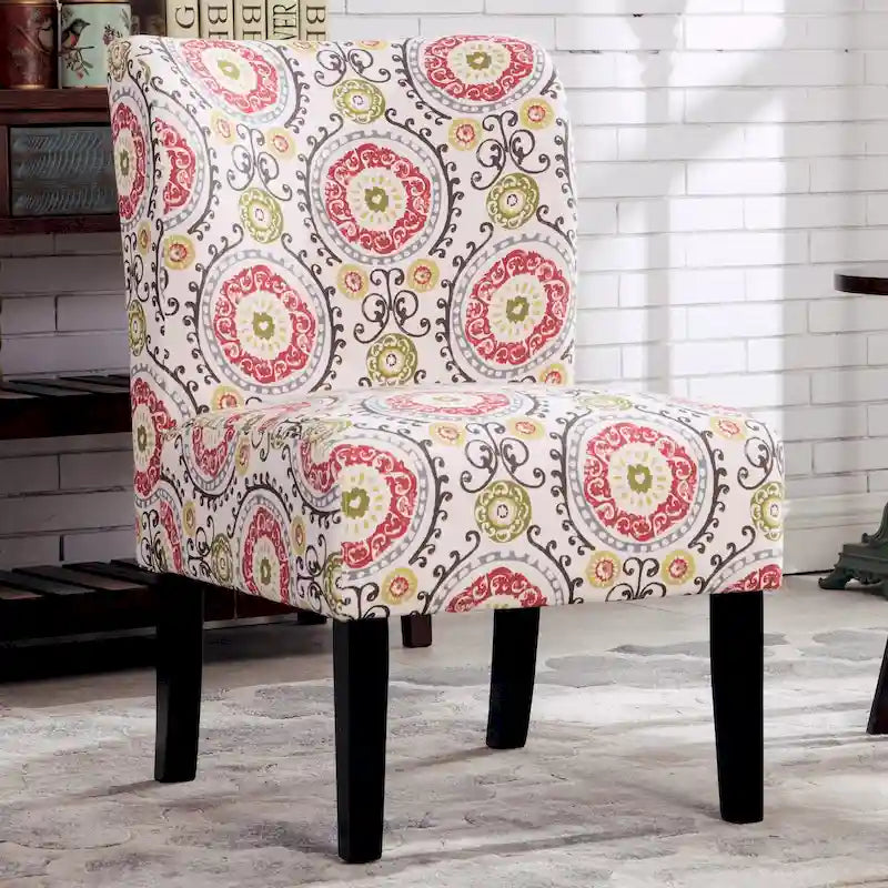Modern Upholstered Armless Slipper Accent Chair with Dark Wooden Legs
