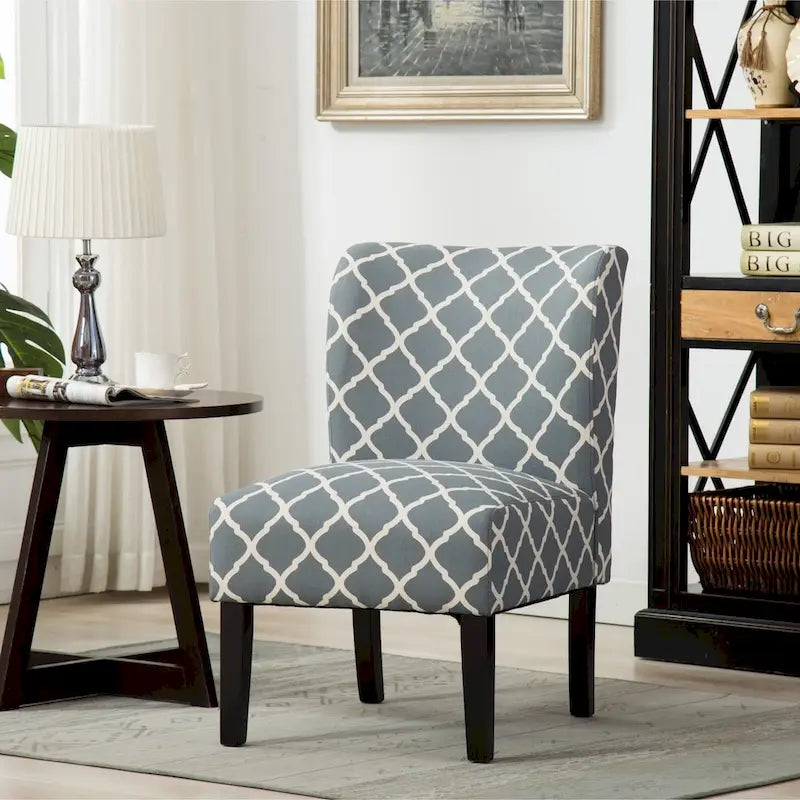 Modern Upholstered Armless Slipper Accent Chair with Dark Wooden Legs