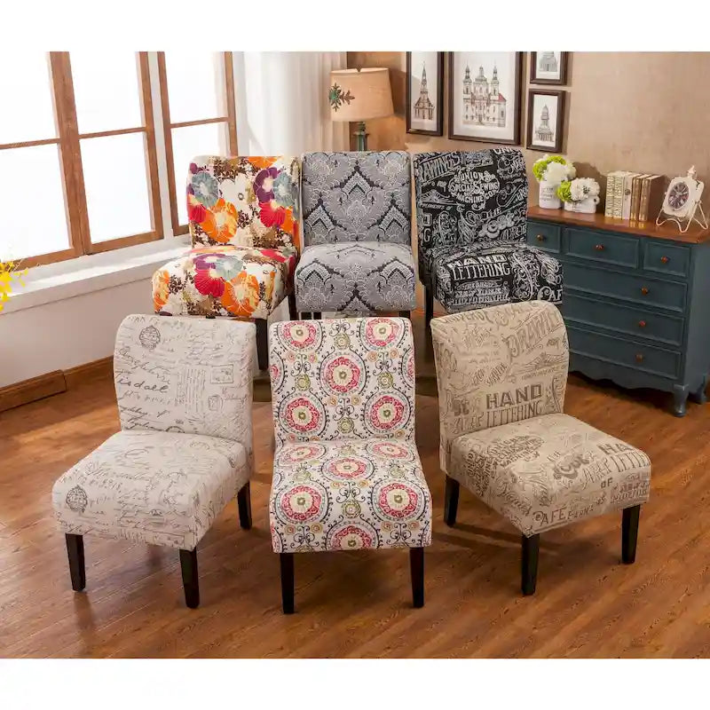 Modern Upholstered Armless Slipper Accent Chair with Dark Wooden Legs