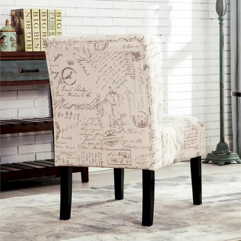 Modern Upholstered Armless Slipper Accent Chair with Dark Wooden Legs