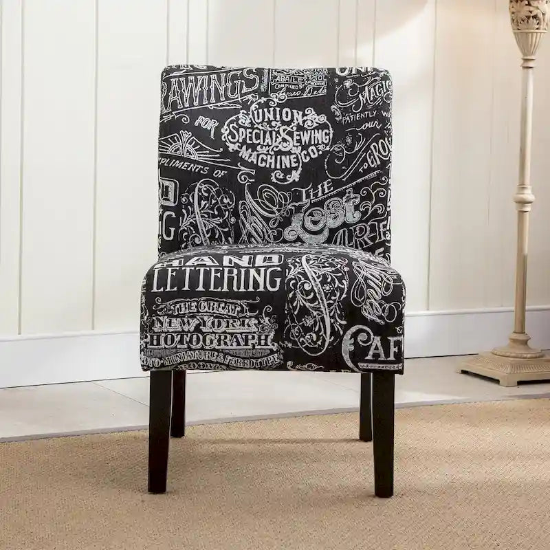 Modern Upholstered Armless Slipper Accent Chair with Dark Wooden Legs