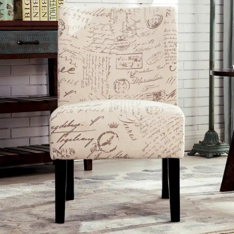 Modern Upholstered Armless Slipper Accent Chair with Dark Wooden Legs