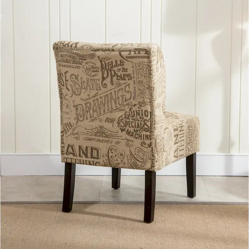 Modern Upholstered Armless Slipper Accent Chair with Dark Wooden Legs