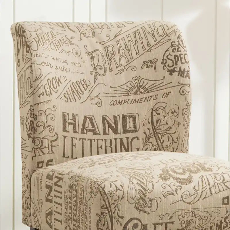 Modern Upholstered Armless Slipper Accent Chair with Dark Wooden Legs