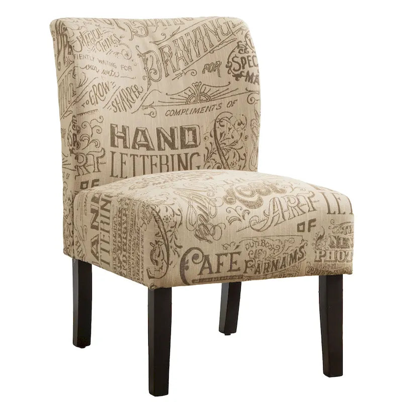 Modern Upholstered Armless Slipper Accent Chair with Dark Wooden Legs