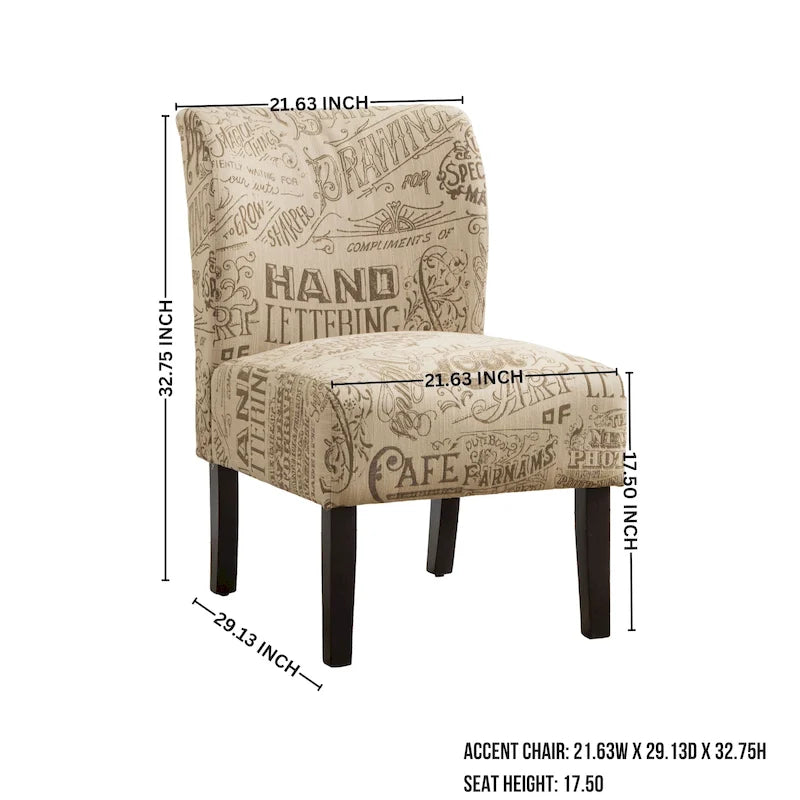 Modern Upholstered Armless Slipper Accent Chair with Dark Wooden Legs