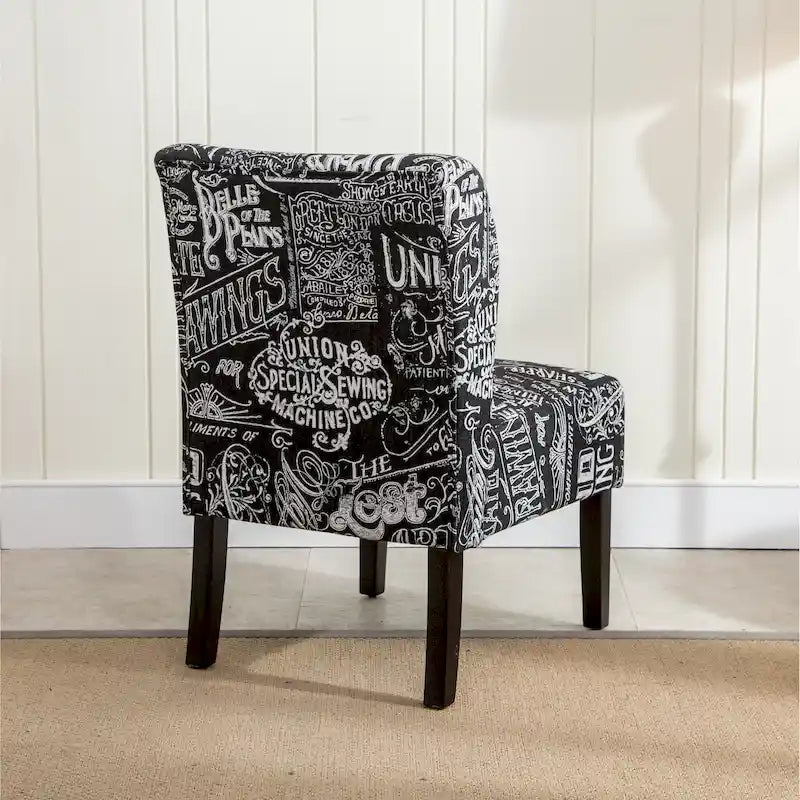 Modern Upholstered Armless Slipper Accent Chair with Dark Wooden Legs