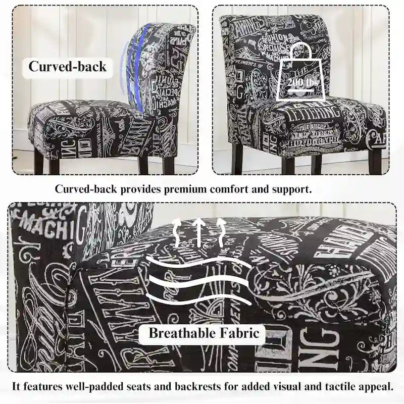 Modern Upholstered Armless Slipper Accent Chair with Dark Wooden Legs