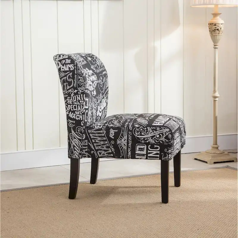 Modern Upholstered Armless Slipper Accent Chair with Dark Wooden Legs