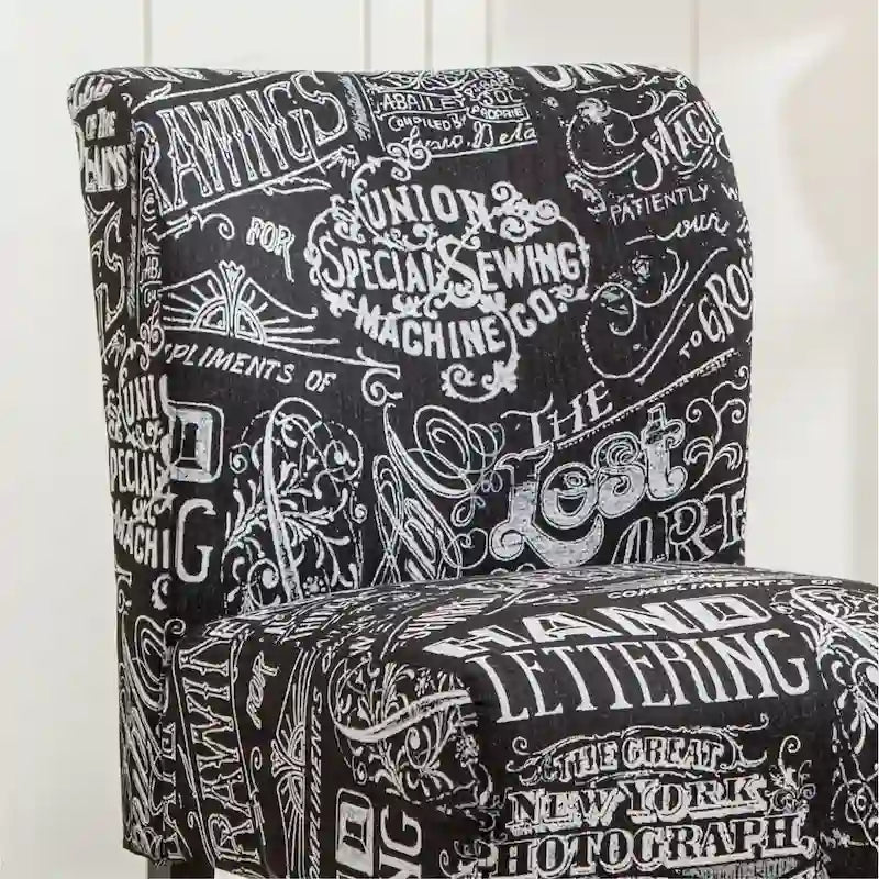 Modern Upholstered Armless Slipper Accent Chair with Dark Wooden Legs