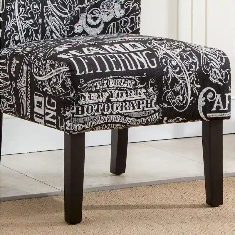 Modern Upholstered Armless Slipper Accent Chair with Dark Wooden Legs