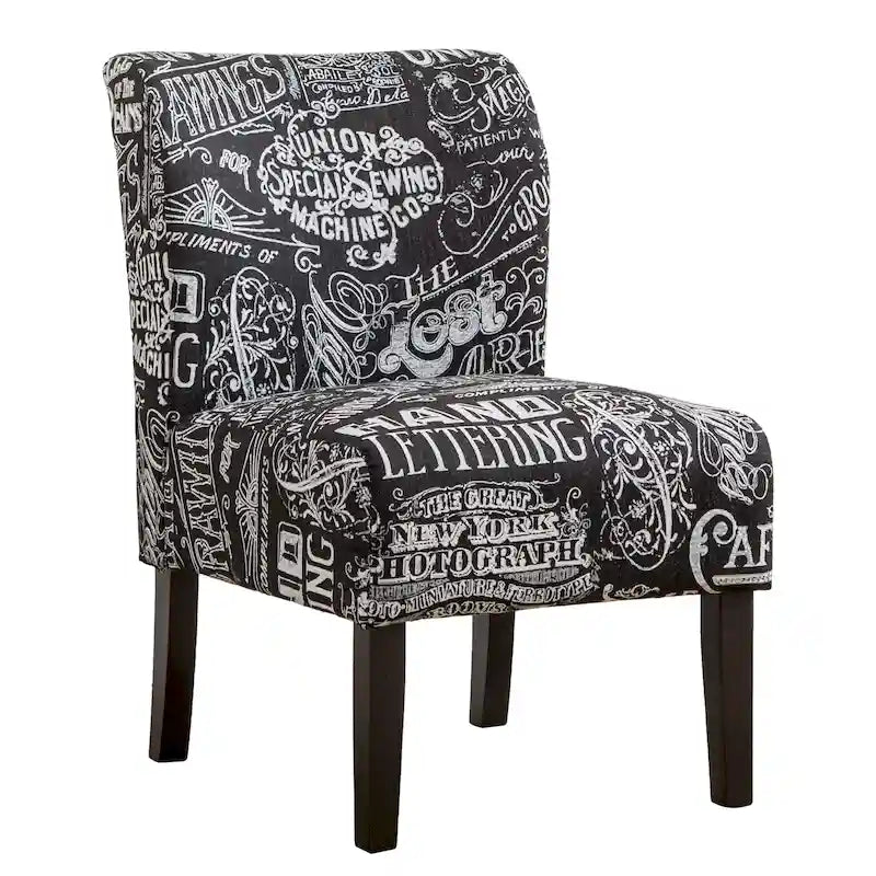 Modern Upholstered Armless Slipper Accent Chair with Dark Wooden Legs
