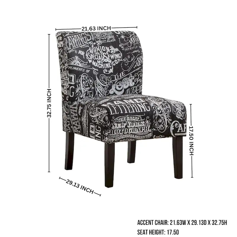 Modern Upholstered Armless Slipper Accent Chair with Dark Wooden Legs