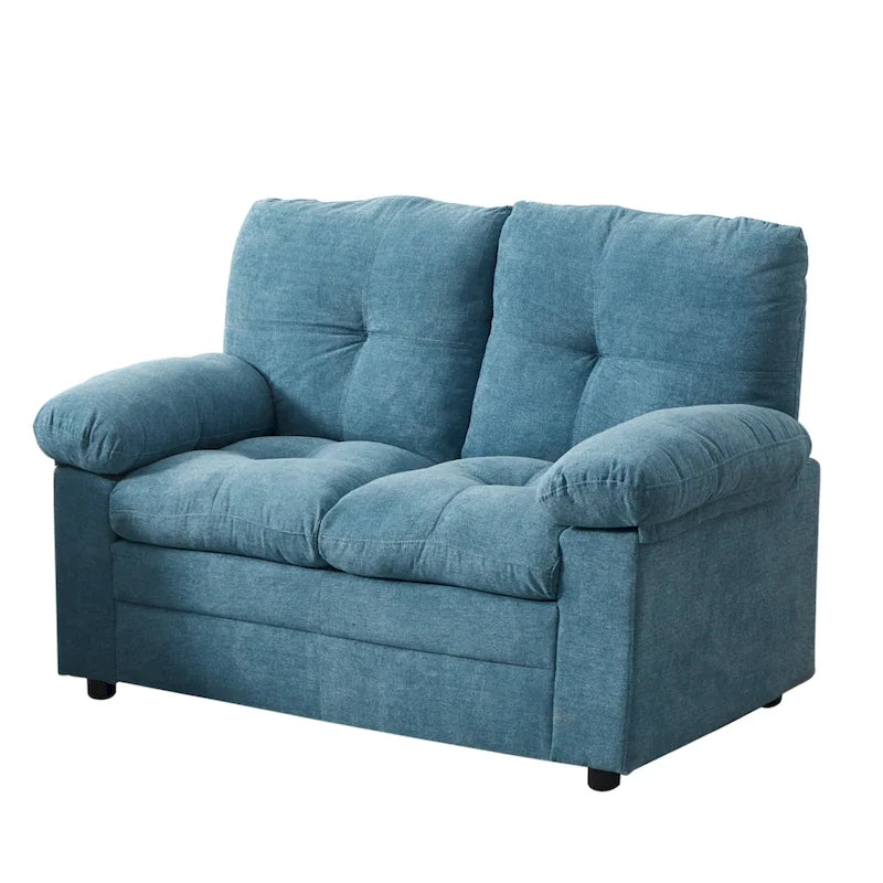 Compact Upholstered Loveseat with Tufted Cushions and Plush Pillowtop Arms