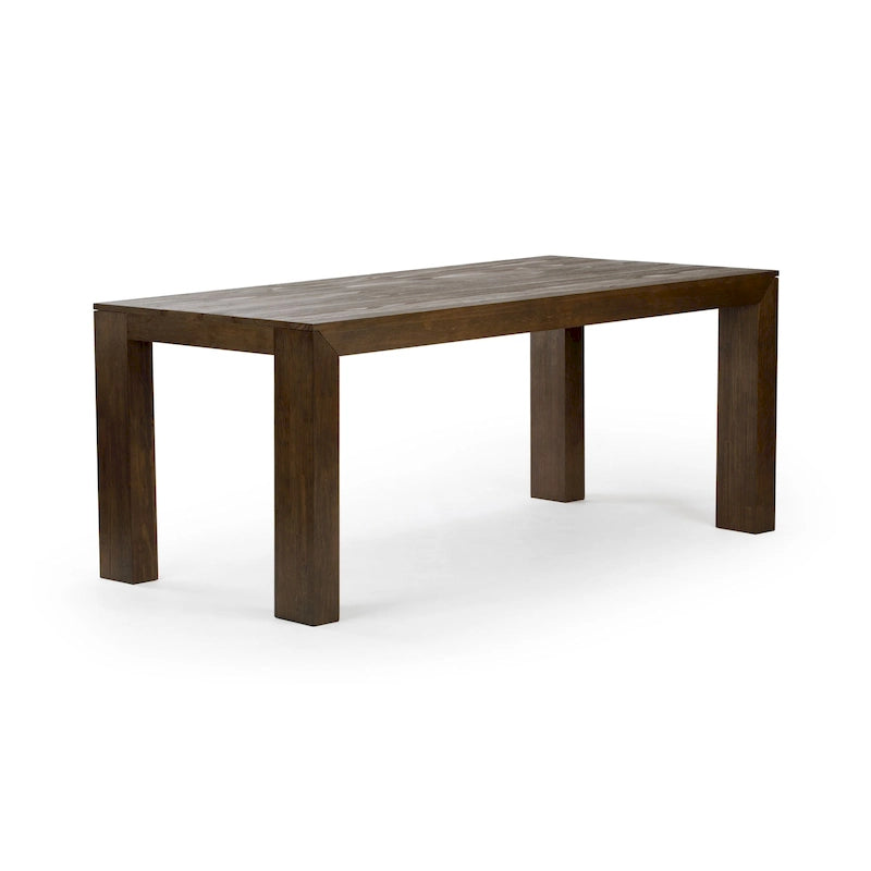Modern Rectangular Solid Pine Wood Dining Table with Wirebrushed Finish