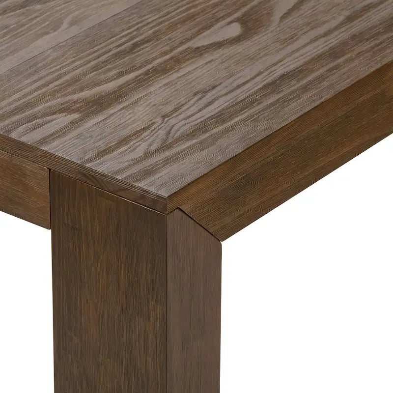 Modern Rectangular Solid Pine Wood Dining Table with Wirebrushed Finish