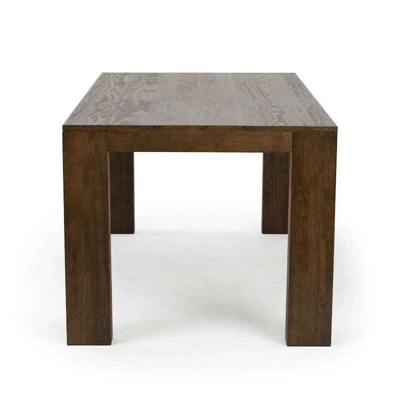 Modern Rectangular Solid Pine Wood Dining Table with Wirebrushed Finish