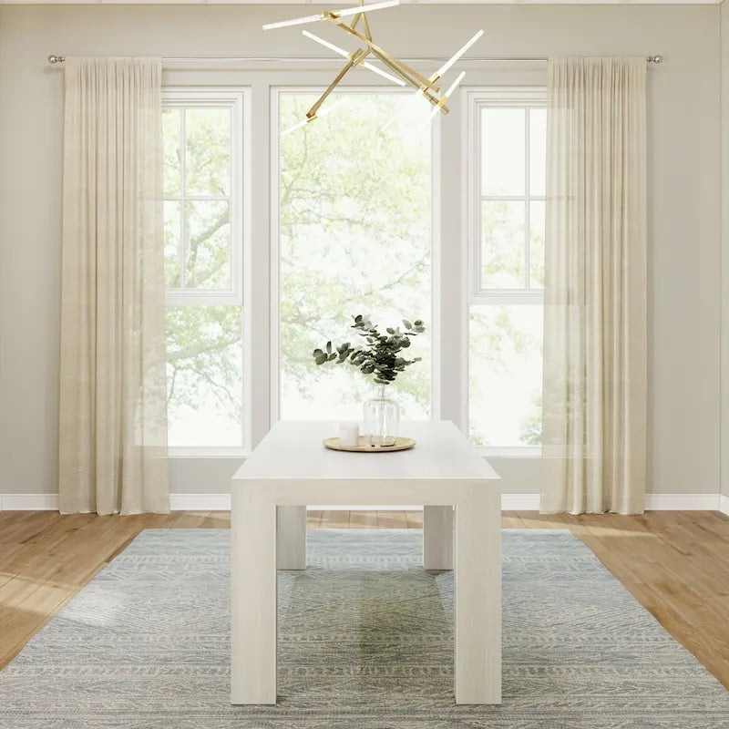 Modern Rectangular Solid Pine Wood Dining Table with Wirebrushed Finish