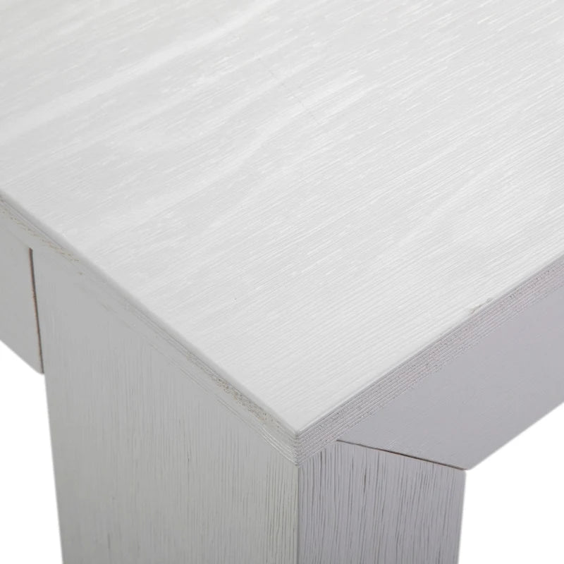 Modern Rectangular Solid Pine Wood Dining Table with Wirebrushed Finish